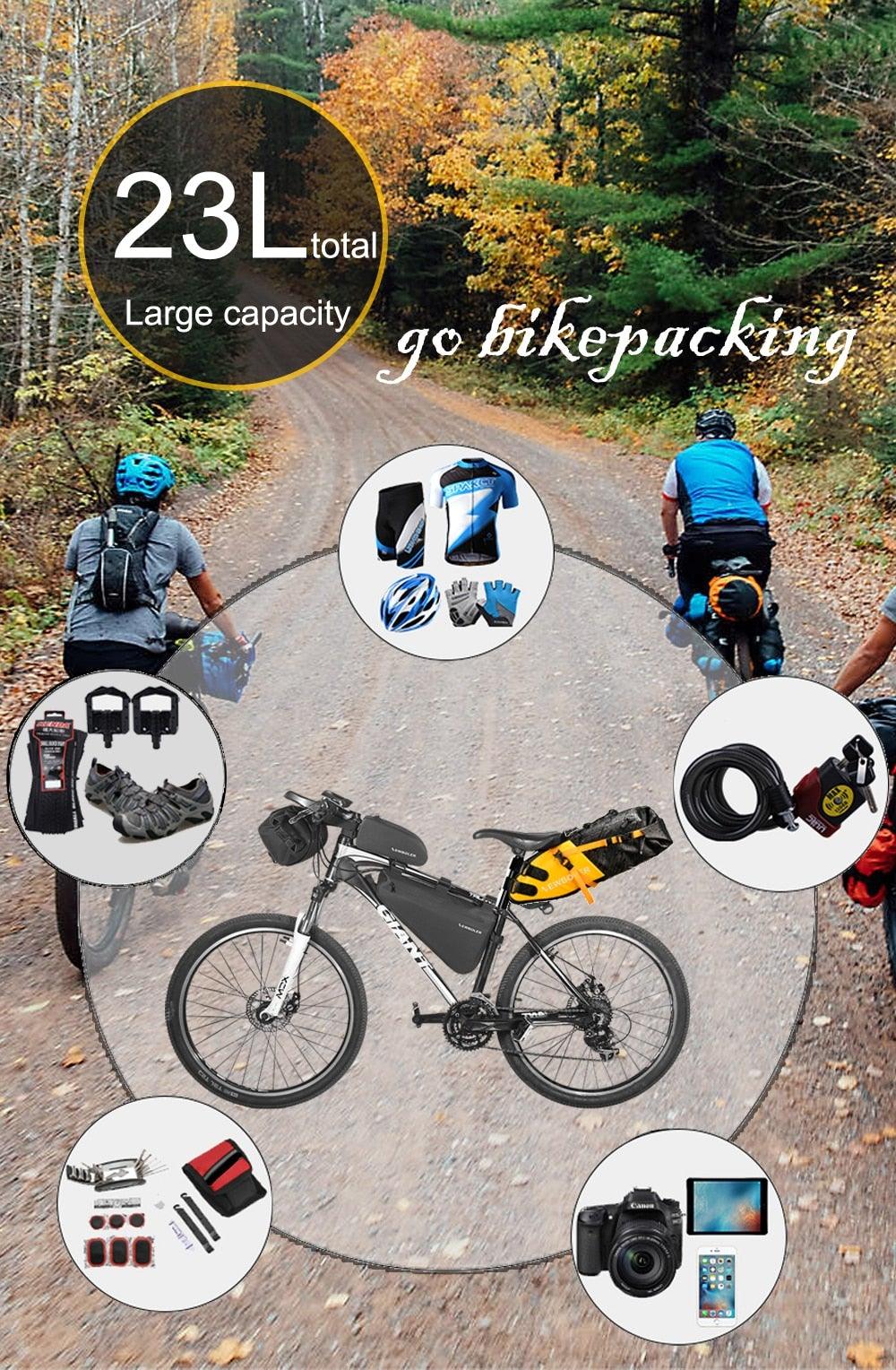 Sac de Vélo Imperméable Grande Capacité Sacoche de Vélo Pliable pour Vélo de Route Sac de Rangement Arrière pour Vélo Sac de Selle Imperméable Roulable Sac Arrière pour Vélo Noir 13L