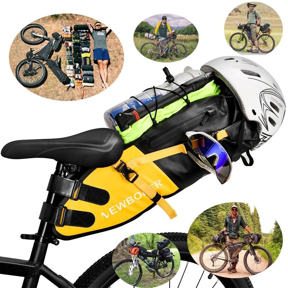 Sac de Vélo Imperméable Grande Capacité Sacoche de Vélo Pliable pour Vélo de Route Sac de Rangement Arrière pour Vélo Sac de Selle Imperméable Roulable Sac Arrière pour Vélo Noir 13L