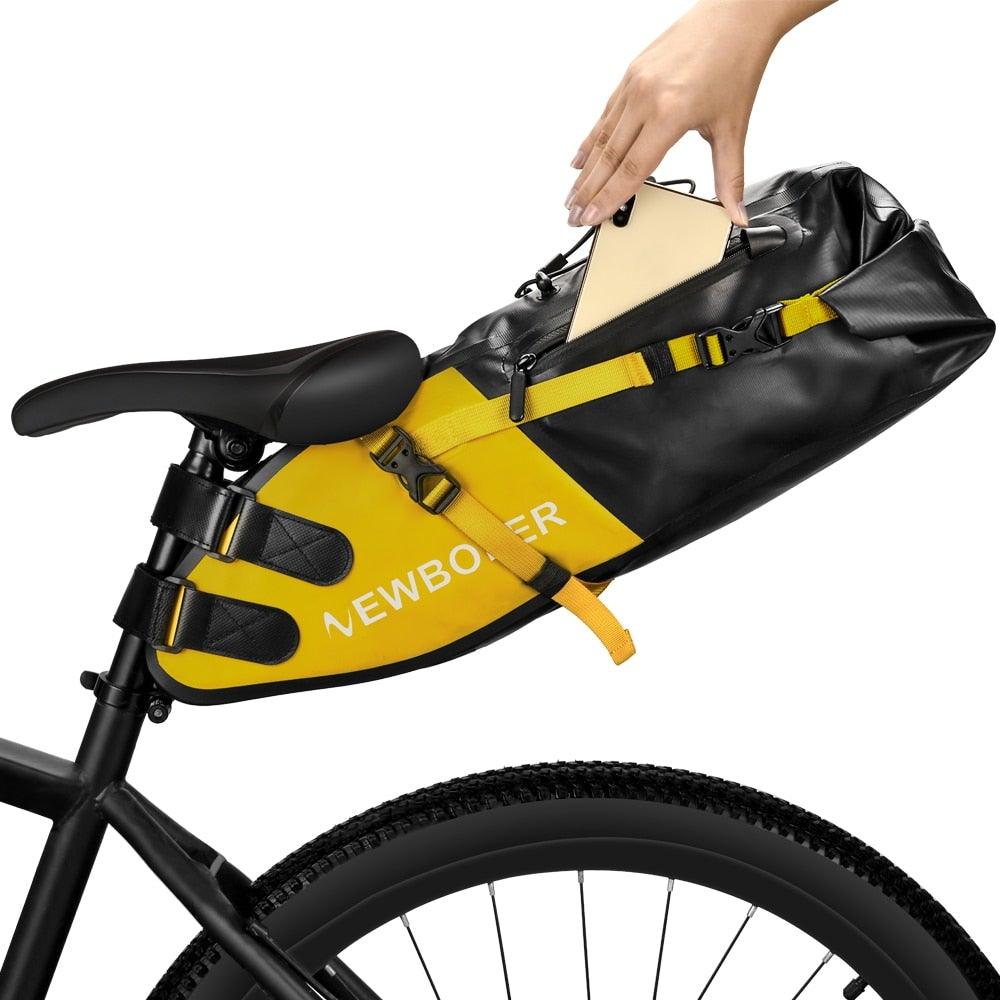 Sac de Vélo Imperméable Grande Capacité Sacoche de Vélo Pliable pour Vélo de Route Sac de Rangement Arrière pour Vélo Sac de Selle Imperméable Roulable Sac Arrière pour Vélo Noir 13L