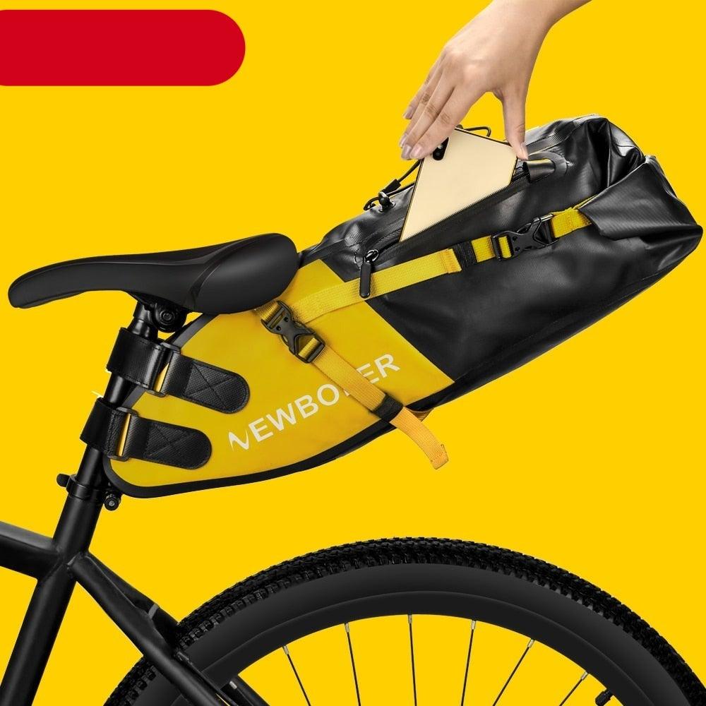 Sac de Vélo Imperméable Grande Capacité Sacoche de Vélo Pliable pour Vélo de Route Sac de Rangement Arrière pour Vélo Sac de Selle Imperméable Roulable Sac Arrière pour Vélo Noir 13L