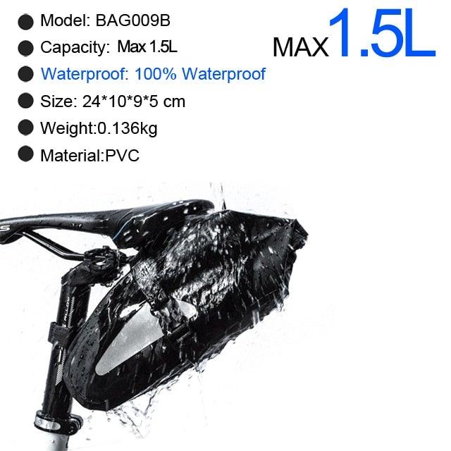 Sac de Vélo Imperméable Grande Capacité Sacoche de Vélo Pliable pour Vélo de Route Sac de Rangement Arrière pour Vélo Sac de Selle Imperméable Roulable Sac Arrière pour Vélo Noir 13L