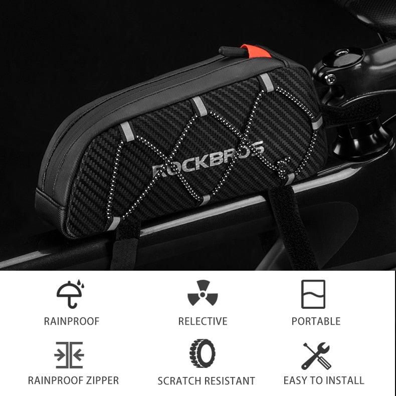 Sacoche de vélo étanche réfléchissante avant de cadre de vélo, grande capacité, ultralégère, sacoche de vélo de cyclisme, sacoche de cadre avant, sac de rangement de vélo résistant à l'eau, grande pochette de vélo