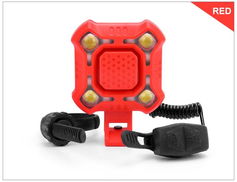 Klaxon de vélo 4 lampes Cyclisme Lumière 1200mAh Klaxon électrique Étanche USB Rechargeable Alarme Sonore Sécurité Klaxon de vélo Yeux brillants Entièrement étanche Lumen Phare rechargeable pour VTT et vélo de route