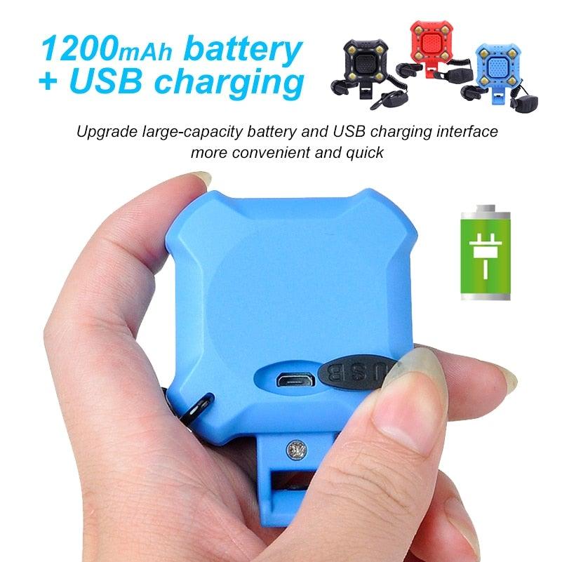 Klaxon de vélo 4 lampes Cyclisme Lumière 1200mAh Klaxon électrique Étanche USB Rechargeable Alarme Sonore Sécurité Klaxon de vélo Yeux brillants Entièrement étanche Lumen Phare rechargeable pour VTT et vélo de route
