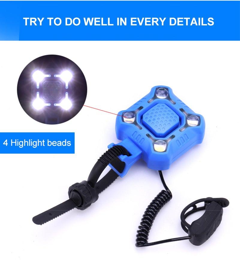 Klaxon de vélo 4 lampes Cyclisme Lumière 1200mAh Klaxon électrique Étanche USB Rechargeable Alarme Sonore Sécurité Klaxon de vélo Yeux brillants Entièrement étanche Lumen Phare rechargeable pour VTT et vélo de route