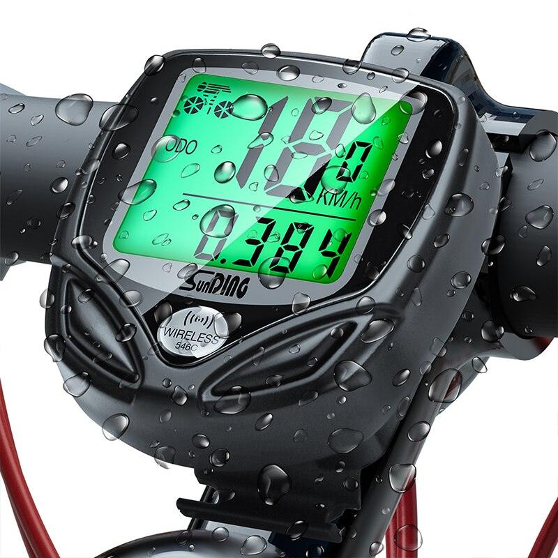 Compteur de Vélo Sans Fil Étanche, 16 Fonctions, Compteur de Vitesse Vélo, Odomètre de Cyclisme Sans Fil Étanche avec Affichage Rétroéclairé LCD Multi-Fonction