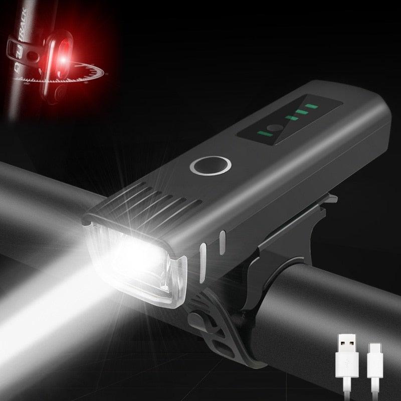 Lampe torche de vélo anti-éblouissement intelligente rechargeable par USB pour vélo - Phare avant et arrière, ensemble de lampes de vélo, phare avant et feu arrière rechargeables par USB pour vélo, 4 modes d'éclairage, phare LED.
