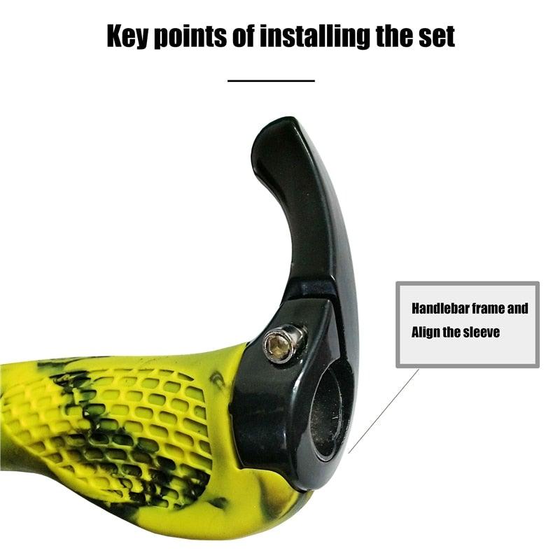 Poignées de vélo ergonomiques, embouts de guidon, poignées confortables, poignées de vélo ergonomiques, absorption des chocs, poignées de VTT, poignées antidérapantes, anneaux en alliage d'aluminium pour vélo