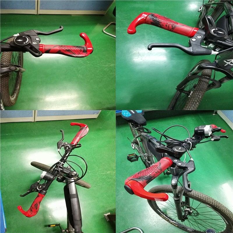 Poignées de vélo ergonomiques, embouts de guidon, poignées confortables, poignées de vélo ergonomiques, absorption des chocs, poignées de VTT, poignées antidérapantes, anneaux en alliage d'aluminium pour vélo
