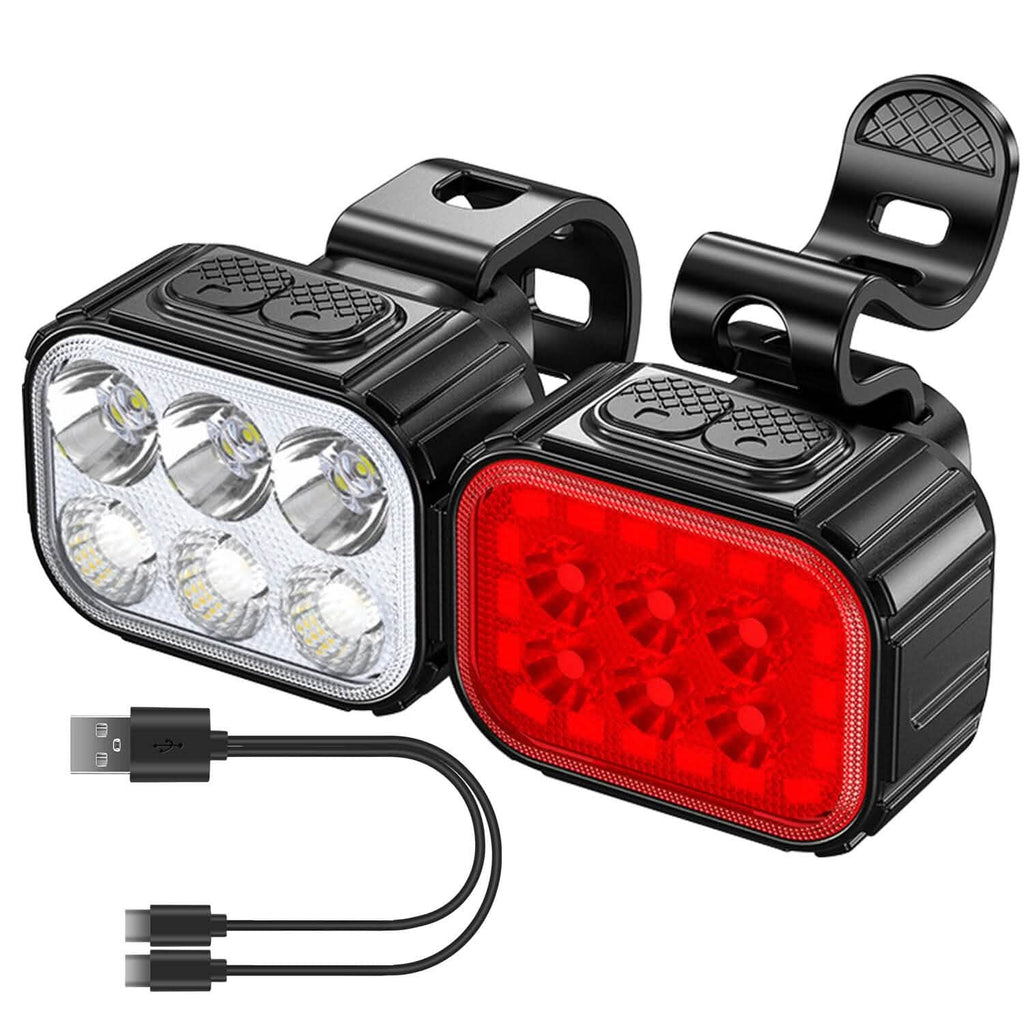 Phare de vélo et feu arrière étanches IP65, anti-chute, rechargeables, pour vélo