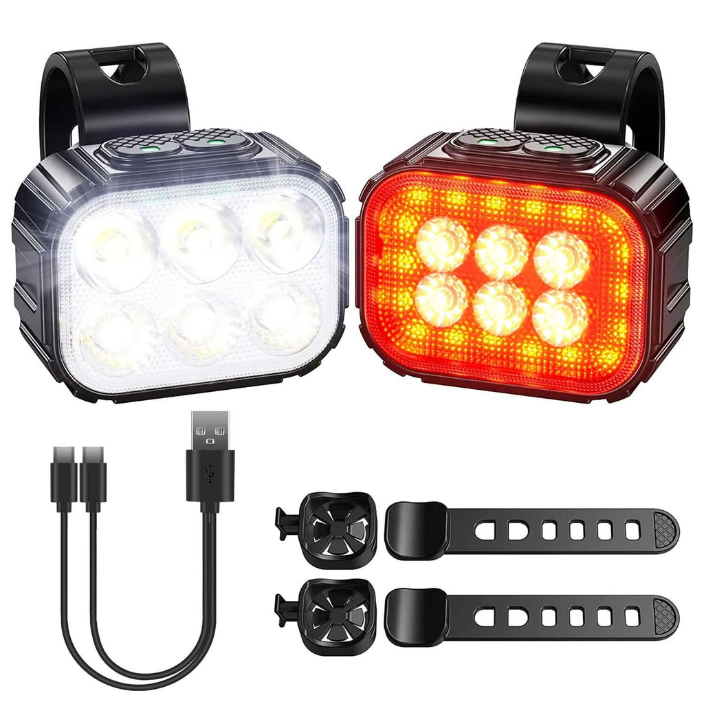 Phare de vélo et feu arrière étanches IP65, anti-chute, rechargeables, pour vélo