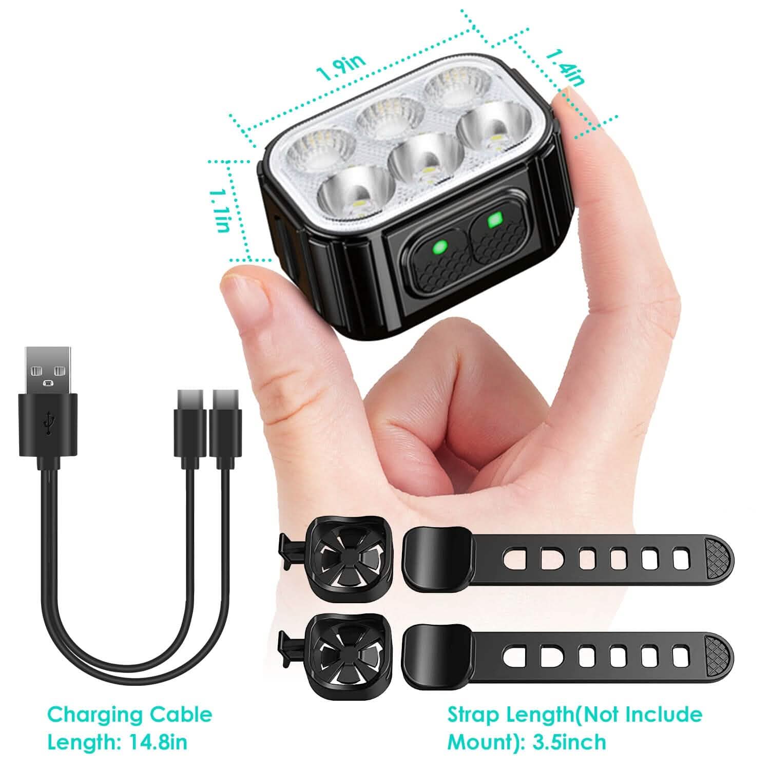 Phare de vélo et feu arrière étanches IP65, anti-chute, rechargeables, pour vélo