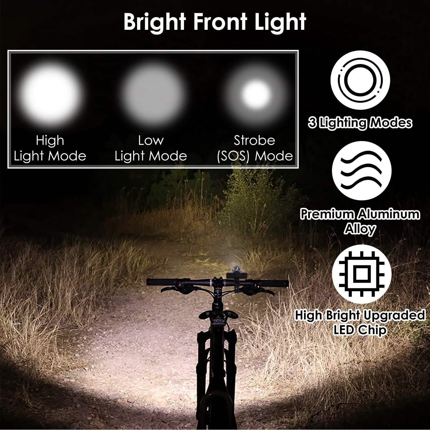 Phare de vélo rechargeable par USB avec support