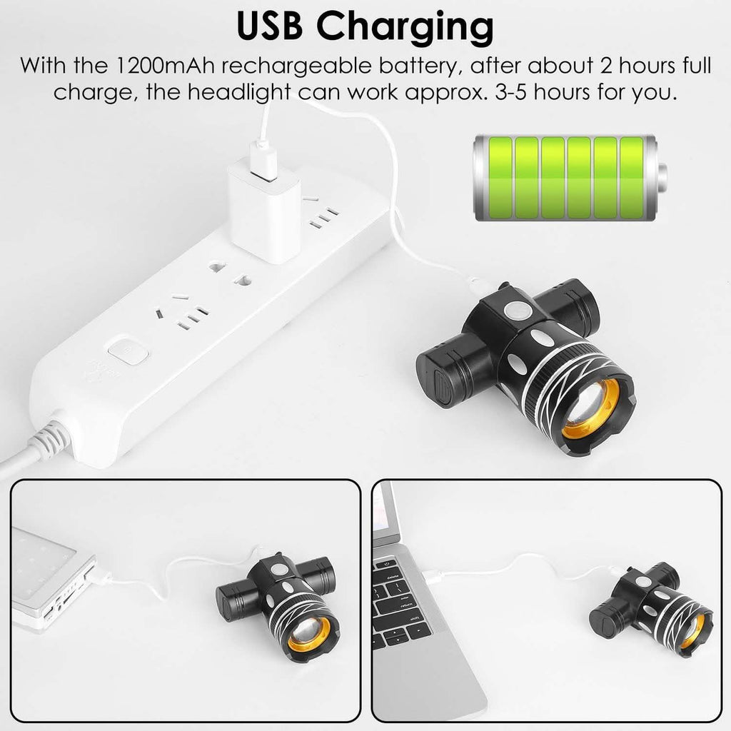 Phare de vélo rechargeable par USB avec support