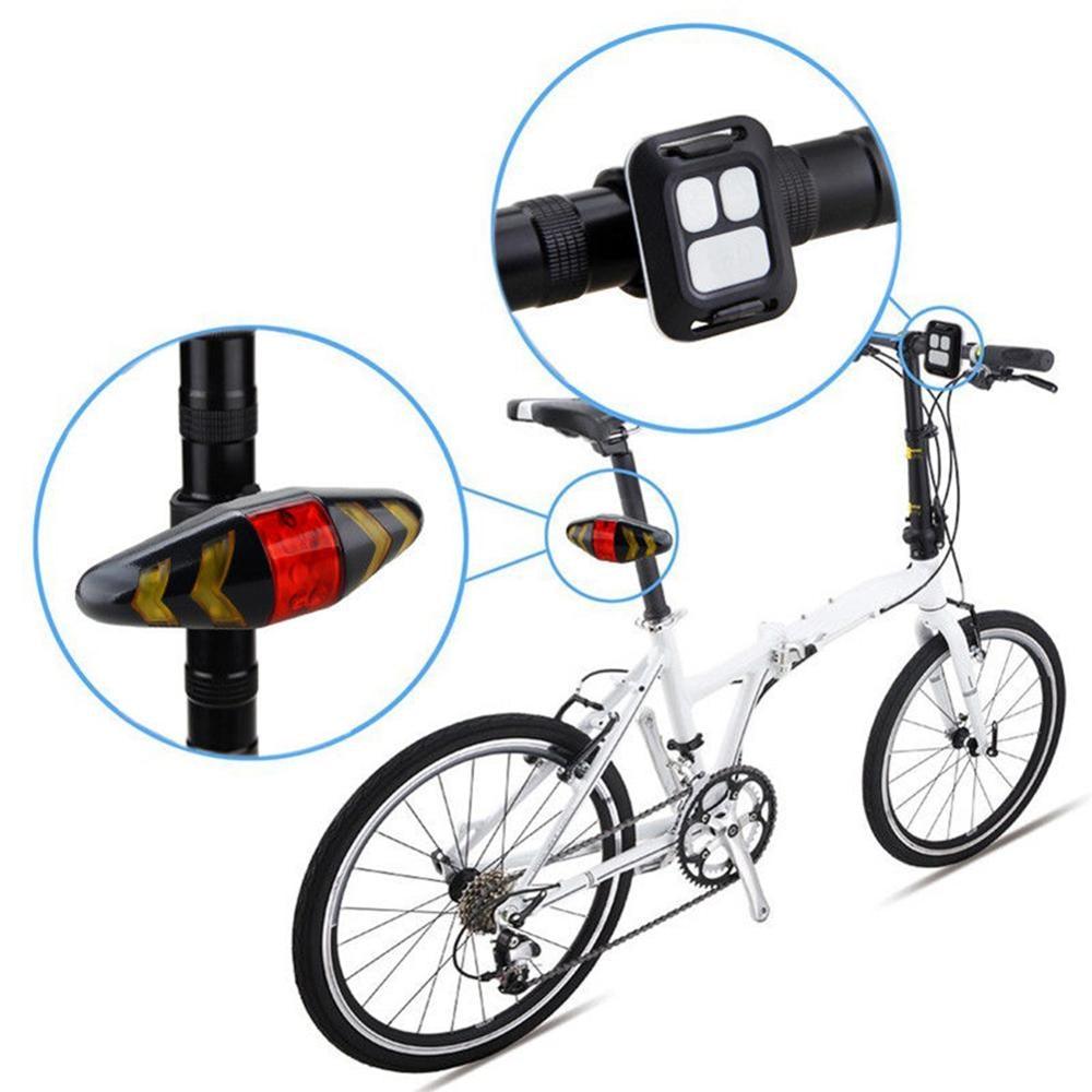 Feux de vélo avec télécommande sans fil pour VTT, lampe d'avertissement LED avec clignotants, feu arrière de vélo avec télécommande sans fil, feux arrière de sécurité à LED ultra lumineux