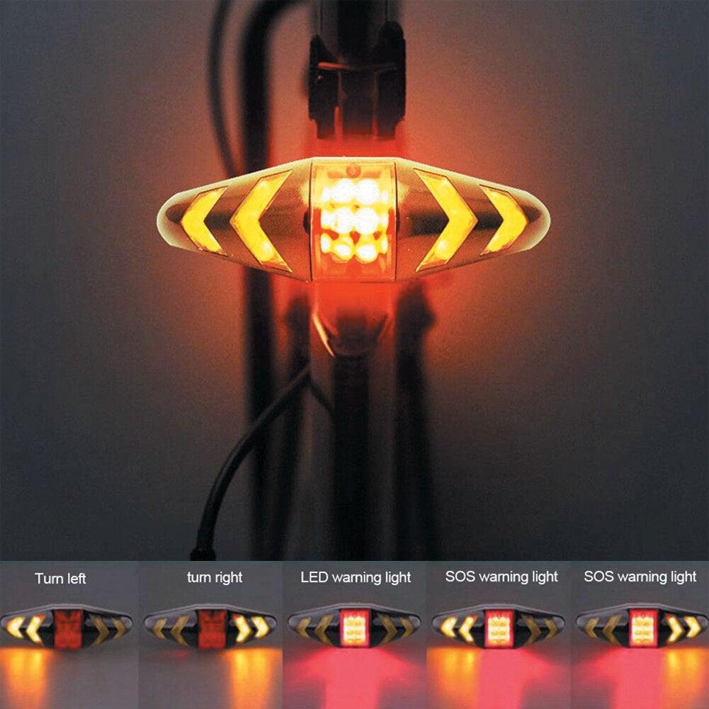Feux de vélo avec télécommande sans fil pour VTT, lampe d'avertissement LED avec clignotants, feu arrière de vélo avec télécommande sans fil, feux arrière de sécurité à LED ultra lumineux