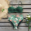 Bikini Maillot de Bain Femme Push Up Ensemble Bikini Taille Haute Maillots de Bain Deux Pièces Femme Maillot de Bain Imprimé Uni Rembourré Push-Up Maillot de Bain Volanté Beachwear