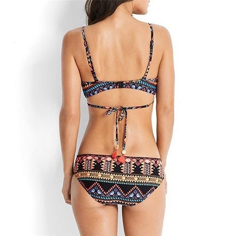 Ensemble de maillot de bain push-up deux pièces pour femme, maillot de bain de plage, bikini push-up à licou pour femme