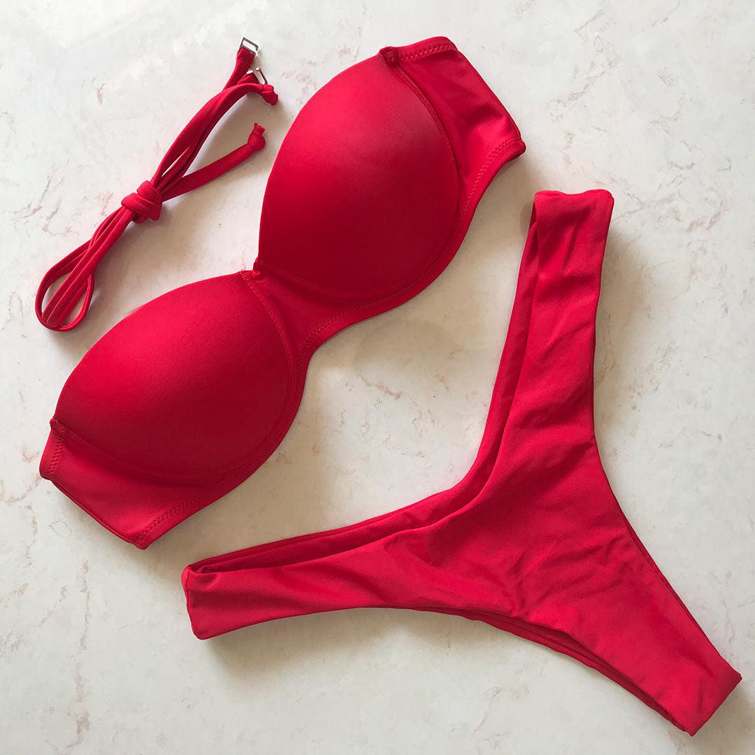 Maillot de bain bikini push-up femme Maillots de bain femme Maillot de bain push-up avec armatures Ensemble bikini rembourré deux pièces Maillots de bain femme deux pièces Ensemble bikini durable avec bonnet Soutien-gorge Maillot de bain moderne