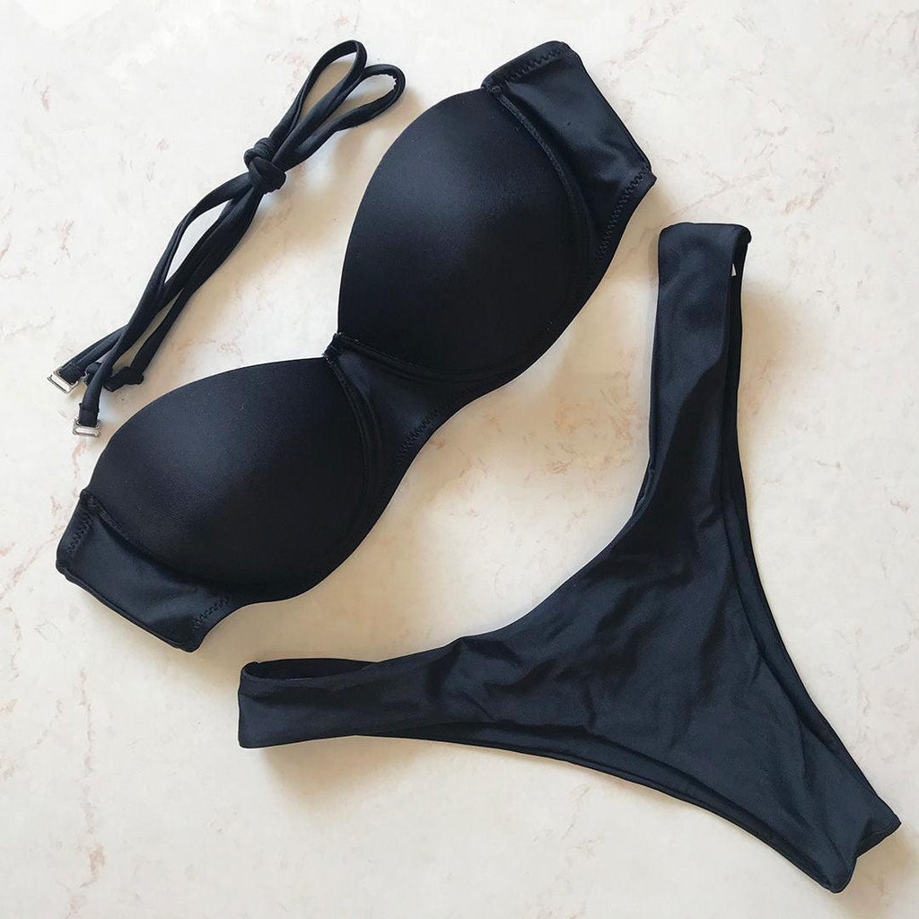 Maillot de bain bikini push-up femme Maillots de bain femme Maillot de bain push-up avec armatures Ensemble bikini rembourré deux pièces Maillots de bain femme deux pièces Ensemble bikini durable avec bonnet Soutien-gorge Maillot de bain moderne