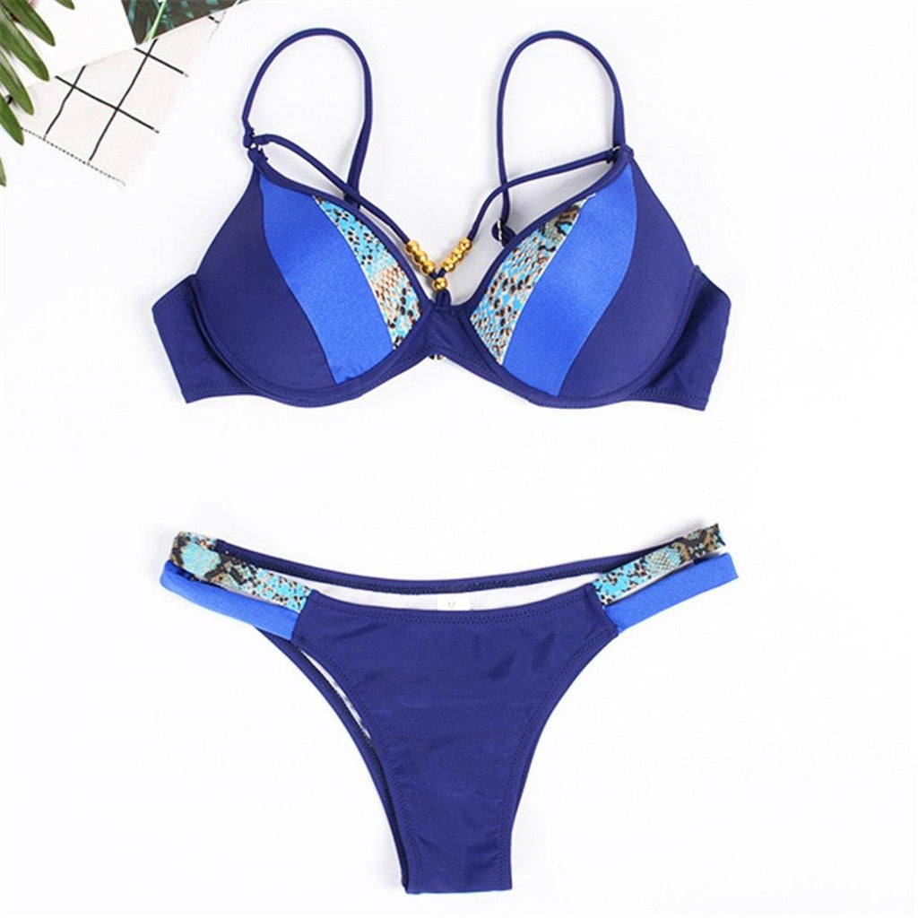 Maillot de bain bikini push-up femme, maillot de bain deux pièces pour femme, ensemble bikini avec bonnet, maillot de bain pour femme, bikini triangle, deux pièces, maillot de bain bandeau, col en V, maillot de bain push-up licou.