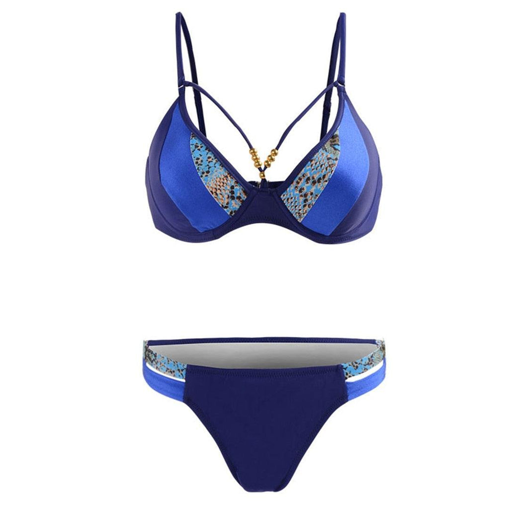 Maillot de bain bikini push-up femme, maillot de bain deux pièces pour femme, ensemble bikini avec bonnet, maillot de bain pour femme, bikini triangle, deux pièces, maillot de bain bandeau, col en V, maillot de bain push-up licou.