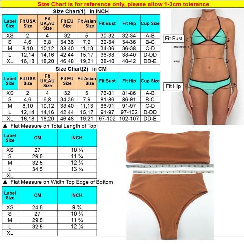 Ensemble de bikini maillot de bain d'été pour femme maillot de bain push-up brésilien bikini femme deux pièces maillot de bain bustier rembourré taille haute