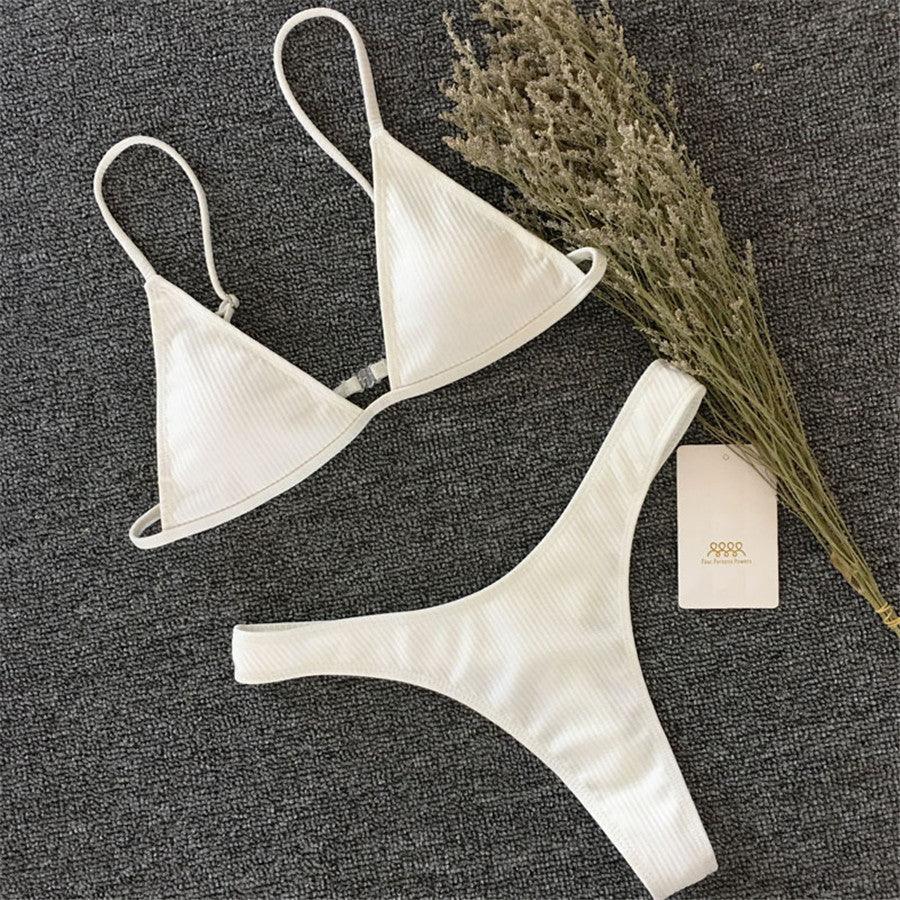 Ensemble de bikini - Maillot de bain petite coupe, style échancré, de plage, noir et blanc, micro-maillot de bain string, micro-bikinis string pour femmes, maillots de bain rembourrés échancrés