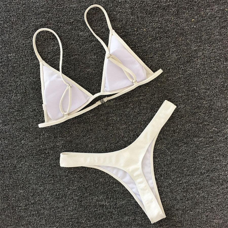 Ensemble de bikini - Maillot de bain petite coupe, style échancré, de plage, noir et blanc, micro-maillot de bain string, micro-bikinis string pour femmes, maillots de bain rembourrés échancrés