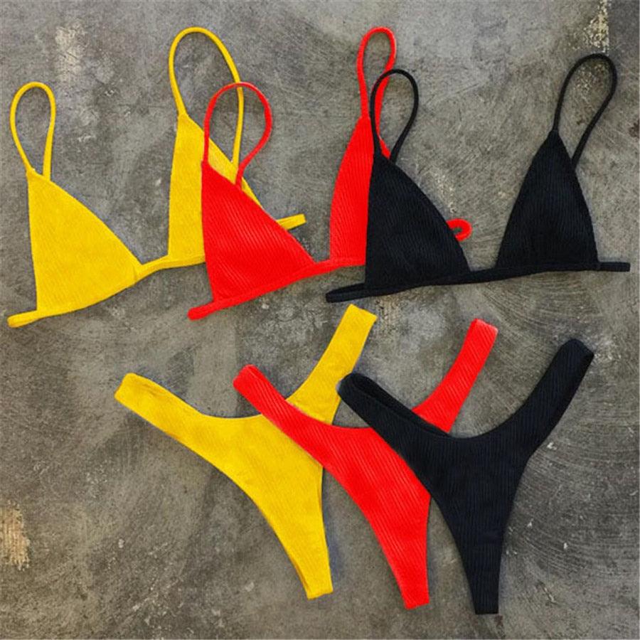 Ensemble de bikini - Maillot de bain petite coupe, style échancré, de plage, noir et blanc, micro-maillot de bain string, micro-bikinis string pour femmes, maillots de bain rembourrés échancrés