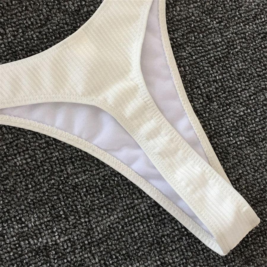 Ensemble de bikini - Maillot de bain petite coupe, style échancré, de plage, noir et blanc, micro-maillot de bain string, micro-bikinis string pour femmes, maillots de bain rembourrés échancrés