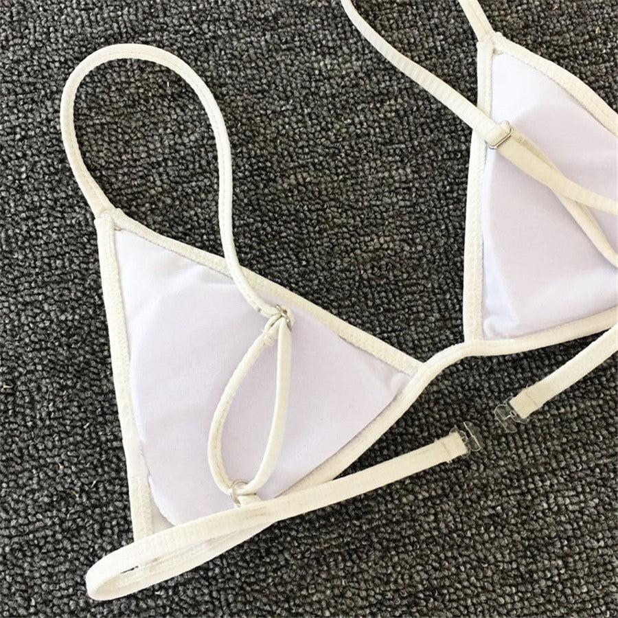Ensemble de bikini - Maillot de bain petite coupe, style échancré, de plage, noir et blanc, micro-maillot de bain string, micro-bikinis string pour femmes, maillots de bain rembourrés échancrés