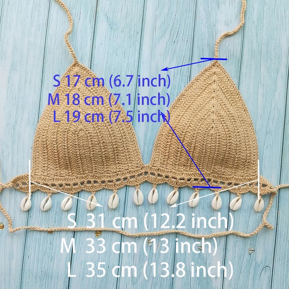 Ensemble bikini femme, haut de bikini crochet coquillages et pompons, jupe de plage coquillages en dentelle transparente, tenue de plage d'été 2 pièces, ensemble haut de bikini et jupe en crochet.