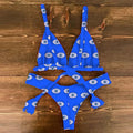Ensemble bikini femme maillot de bain push-up haut de maillot uni bas imprimé maillot de bain femme maillot de bain de plage imprimé floral push-up à armatures et bordure laitue, bikini taille haute à fines bretelles avec armatures et rembourrage