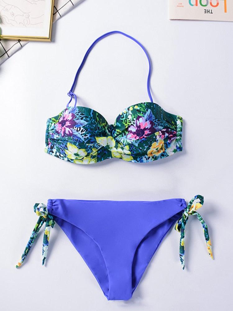Ensembles de bikini couleur unie maillot de bain taille moyenne bonnets froncés bikinis maillots de bain pour femmes maillots de bain de plage ensembles deux pièces bikinis triangle pour femmes