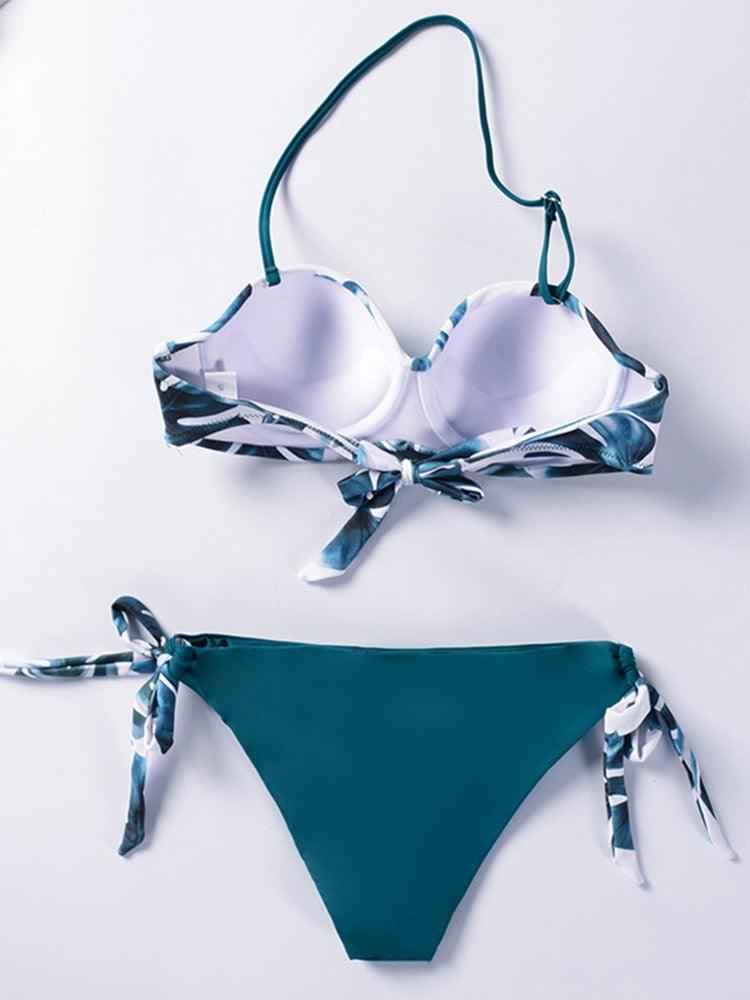 Ensembles de bikini couleur unie maillot de bain taille moyenne bonnets froncés bikinis maillots de bain pour femmes maillots de bain de plage ensembles deux pièces bikinis triangle pour femmes