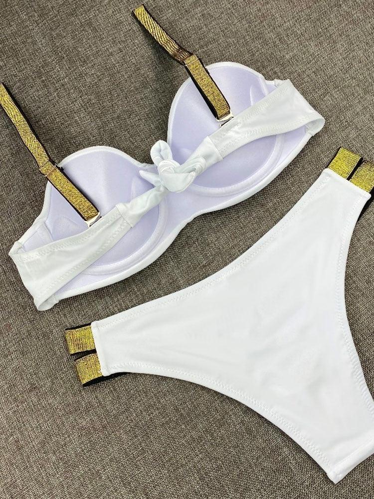 Ensembles de bikini couleur unie maillot de bain taille moyenne bonnets froncés bikinis maillots de bain pour femmes maillots de bain de plage ensembles deux pièces bikinis triangle pour femmes