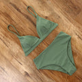 Maillot de bain bikini Femme Uni Maillot de bain bikini Set avec coussinet Taille haute Maillot de bain plage Femme Maillots de bain bikini 2 pièces Profond Col en V Maillot de bain Bretelles réglables Dos Maillots de bain