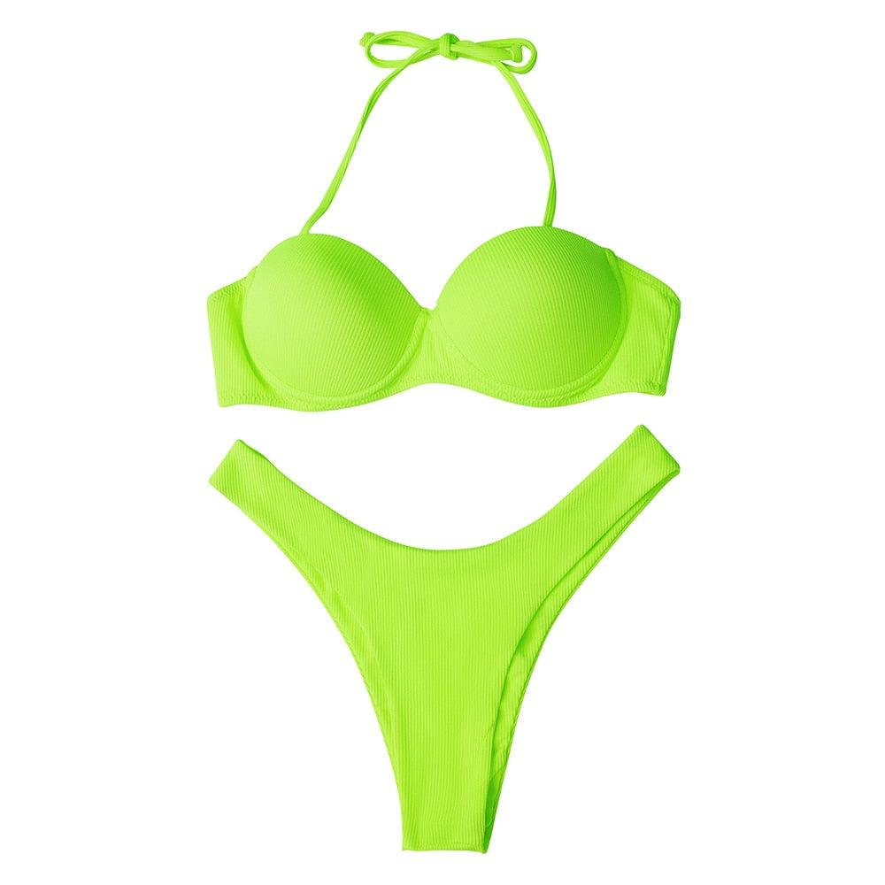 Maillot de bain bikini pour femme, ensemble bikini léopard, bas de bikini triangle, maillot de bain deux pièces, push-up, tenue de plage d'été pour femme