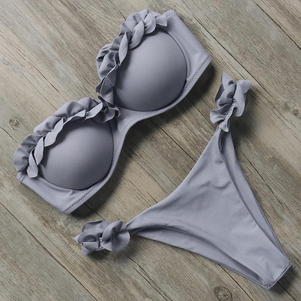 Maillot de bain bikini pour femme, ensemble bikini léopard, bas de bikini triangle, maillot de bain deux pièces, push-up, tenue de plage d'été pour femme