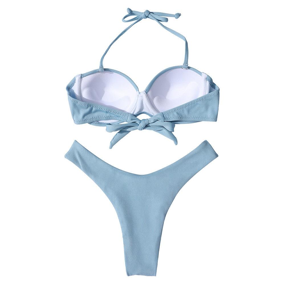Maillot de bain bikini pour femme, ensemble bikini léopard, bas de bikini triangle, maillot de bain deux pièces, push-up, tenue de plage d'été pour femme