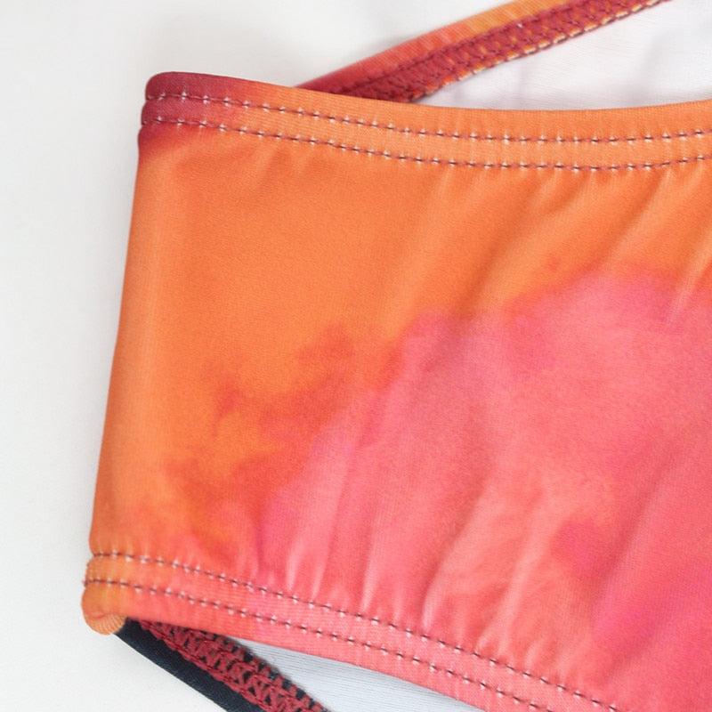 Maillot de bain push-up 3 pièces pour femme avec paréo, ensemble bikini 3 pièces tendance pour femme avec haut tie-dye, jupe paréo, maillot de bain push-up