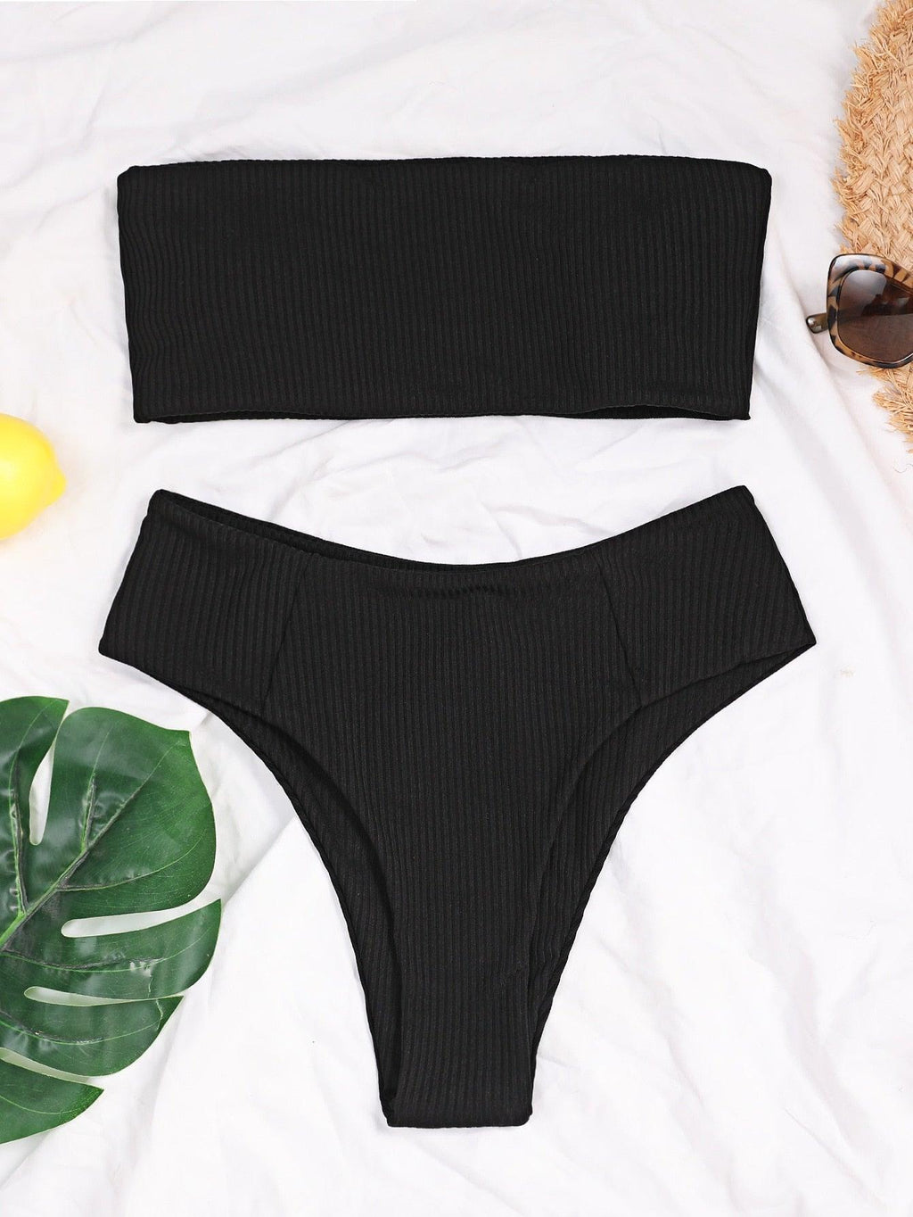 Bikini Maillot de bain Femme Push Up Ensemble de bikini Maillot de bain féminin Maillot de bain sans bretelles couleur unie 2 pièces Maillot de bain Maillots de bain Épaules dénudées Taille Haute Maillot de bain Maillot de bain échancré pour l'été