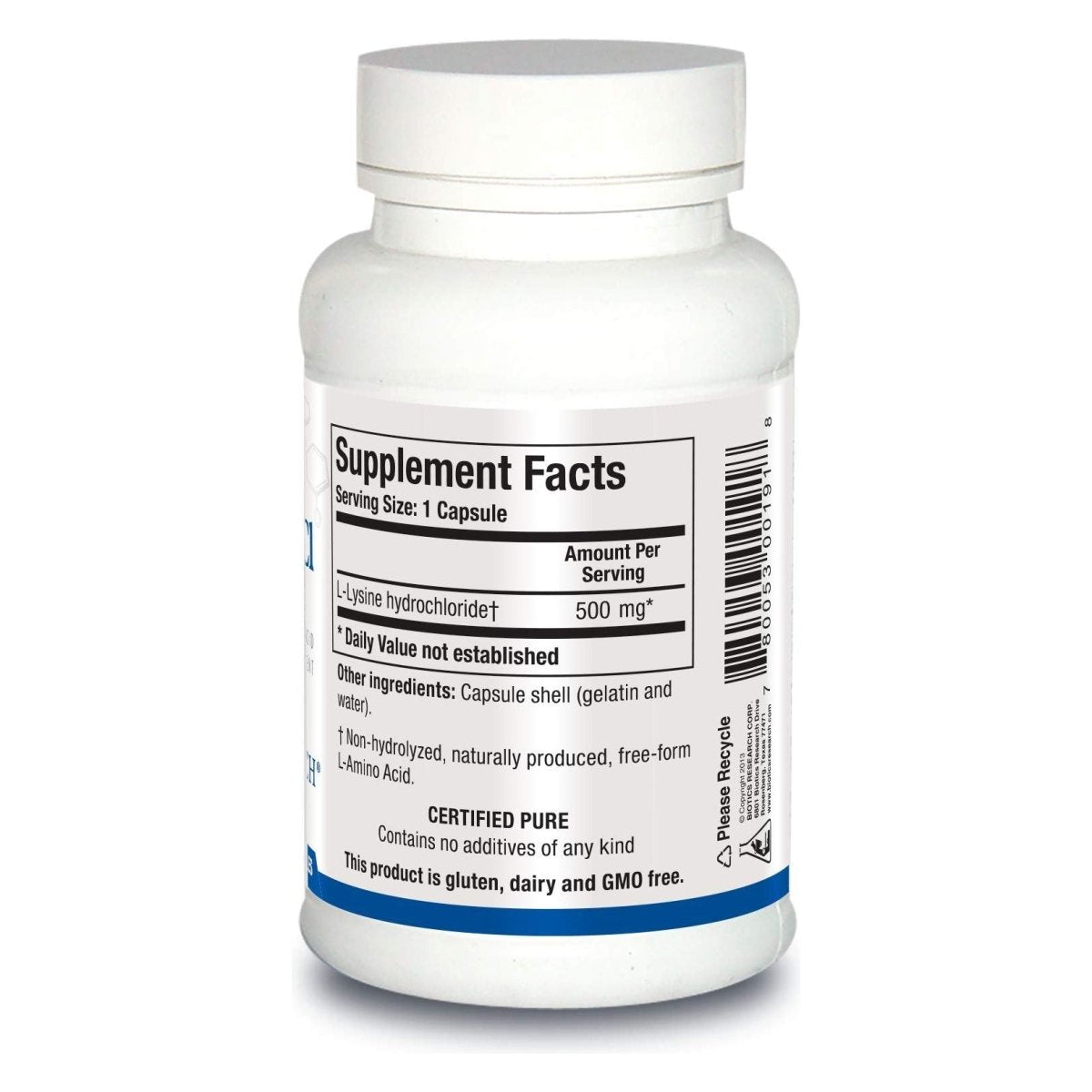 BIOTICS Research L Lysine HCI Amino Acid L lysine Supplement Promotes Energy, Boosts Immunity, Stimulates Calcium Absorption 100 Capsules