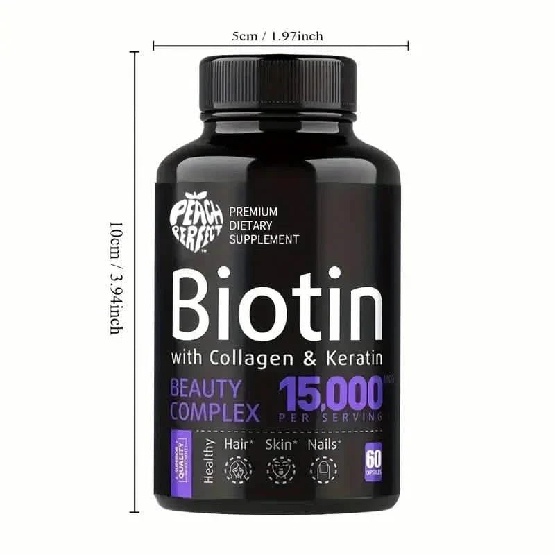 Gélules de biotine Multivitamines Collagène Kératine Supplément Vitamines Cheveux Peau et Ongles