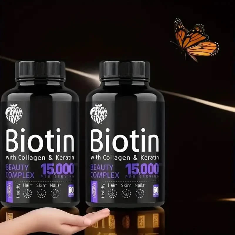 Gélules de biotine Multivitamines Collagène Kératine Supplément Vitamines Cheveux Peau et Ongles