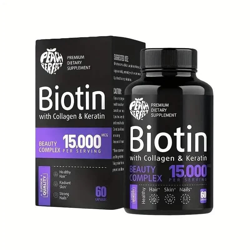 Gélules de biotine Multivitamines Collagène Kératine Supplément Vitamines Cheveux Peau et Ongles