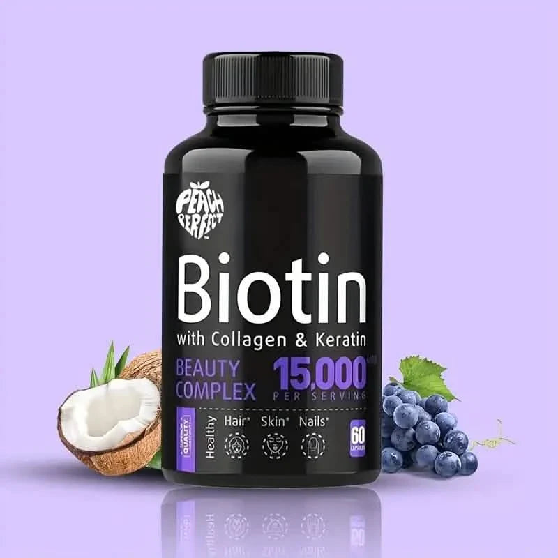 Gélules de biotine Multivitamines Collagène Kératine Supplément Vitamines Cheveux Peau et Ongles