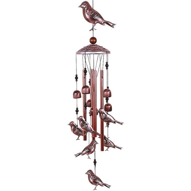 Carillons éoliens d'oiseaux Carillons métalliques étanches avec tubes en aluminium Carillons à son profond Carillons commémoratifs avec crochet Sons mélodiques doux Carillon éolien en cuivre antique Décoration murale romantique pour la maison