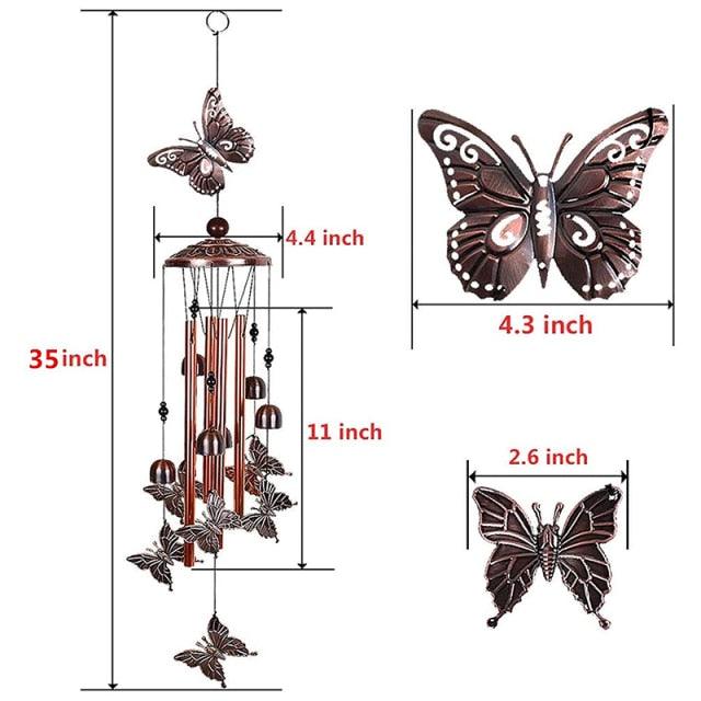 Carillons éoliens d'oiseaux Carillons métalliques étanches avec tubes en aluminium Carillons à son profond Carillons commémoratifs avec crochet Sons mélodiques doux Carillon éolien en cuivre antique Décoration murale romantique pour la maison